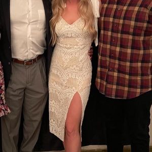 White lace midi Lulu’s dress!